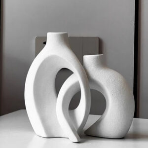 แจกันคู่เซรามิก เรียบง่ายสร้างสรรค์ ตกแต่งห้องนั่งเล่น