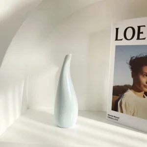 แจกันดอกไม้เซรามิก แบบเรียบง่าย สําหรับตกแต่งบ้าน สีฟ้าอ่อน