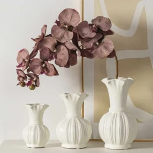 แจกันตกแต่งดอกไม้ แจกันเซรามิกสไตล์ฝรั่งเศส (ขายยกชุด 3 ชิ้น)