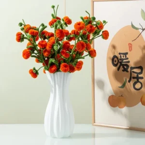 แจกันมินิมอลสีขาว ลายหยัก แจกันพลาสติก