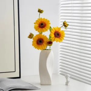 แจกันสีขาวลายเปลือกไม้ แจกันมินิมอล Modern