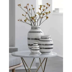 แจกันเซรามิก เกรดพรีเมี่ยม สไตล์นอร์ดิก โลหะสีเทา ขายยกชุด 3 ชิ้น