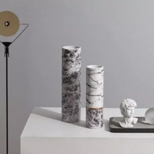 แจกันเซรามิกเครื่องประดับบ้าน สไตล์นอร์ดิกเลียนแบบหินอ่อน / 2 ชิ้น