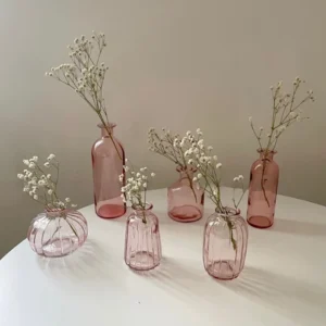 แจกันแก้วแนวตั้ง Vertical glass vase แจกันเรียบง่าย set 6 ชิ้น