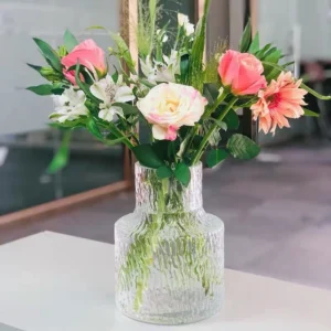 แจกันแก้วใส ใบใหญ่ลายไม้สุดสวย เรียบหรู